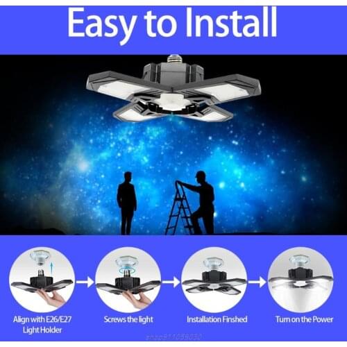 120W Deformable LED Garage Ceiling Light with 4 Adjustable Panels LED Shop Light for Garage Basement Barn High Au3 21 Dropship