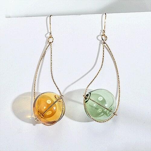DIY Cute Colorful Glass Beads Pendants Drop Earrings for Women Girls Fashion Jewelry