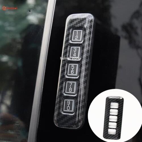For Ford F150 Raptor 2017 2018 2019 ABS Chrome Carbon Fiber Grain Door Lock Password Panel Cover Trim