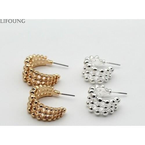 Statement Earrings Heavy Zinc-Alloy Semicircle C-Earring Stud High Quality Fashion New Items For Womens Hoop Hollow Ear 202162