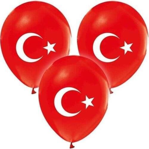 Elite Balloon 20 Pcs Balloon Turkish Flag Printed Circumcision Soldier Send-off Red party material