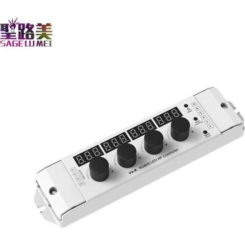 V4-K DC12V-24V Constant voltage 2.4G RF key 4 Knob RGBW LED RF Controller Four PWM frequency 250/500/2000/8000Hz 4 x (48-96)W