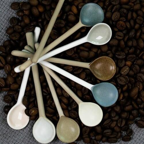 Retro Ceramic Coffee Spoon Home Small Spoon Creative Stoneware Mixing Spoon Small Soup Spoon Eating Spoon Ice Cream Scoops