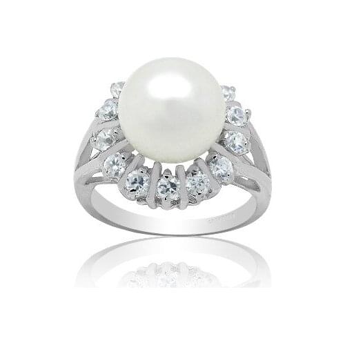 CoLife Jewelry Classic Silver Pearl Ring for Party 8mm Natural Freshwater Pearl Silver Ring 925 Silver Pearl Jewelry