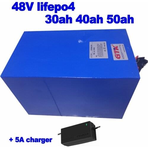 Lifepo4 LFP 48V 30ah 40ah 50ah lithium iron phosphate battery pack for tricycle trike ebike lawn mower AGV forklift + 5A charger