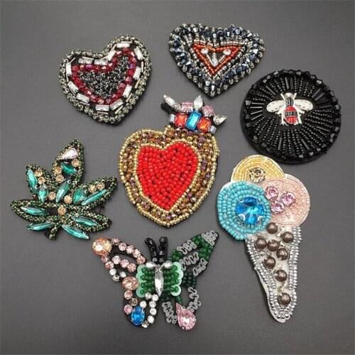 LOVE Heart Sewing On Patches For Clothes Cartoon Sequin Bee Patch Accessory For Kids Clothing Decor