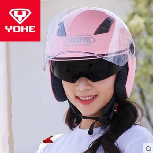 2019 Spring New Knight Safety Protection YOHE Half Face Motorcycle Helmet ABS Double lens Motorbike Helmets with PC Visor Lens