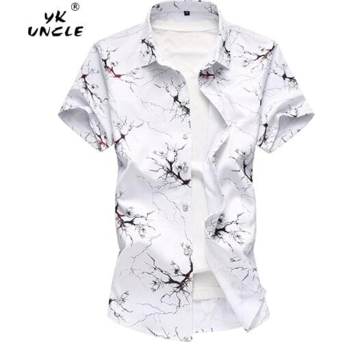 YK UNCLE Brand New Fashion Short Sleeve Hawaiian Men Shirt Summer Casual Tree Root Texture Printing Mens Shirts Plus Size M-7XL
