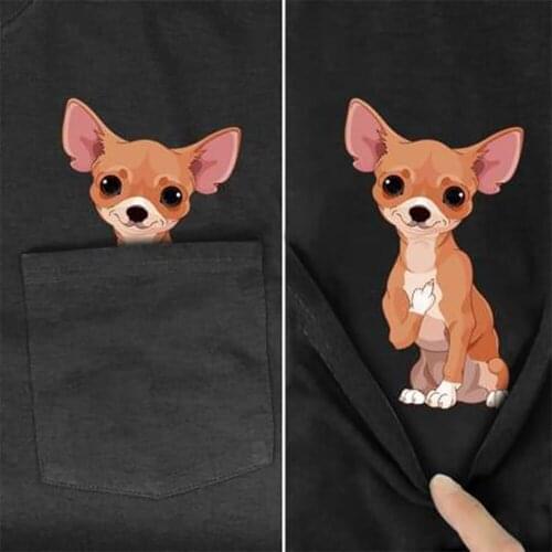 CLOOCL Pet Pocket T-shirts Dog Personality Short Sleeve Men T-shirts Women Tees Funny Unisex Casual Tops Oversized