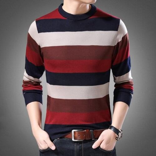 Fashion Striped O-Neck Pull Homme Casual Knitwear Pullover Shirt Men Clothes Streetwear Sweater Men Spring Autumn