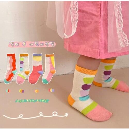 Rainbow stripe socks for boys cotton tube socks for girls clothes toddler girls knee high socks children leg warmers baby stuff
