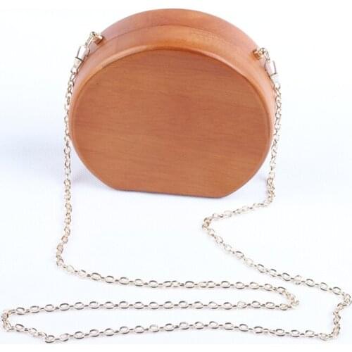 New Brand Fashion Clutch Bag Wallet Round Wooden Messenger Bags Bolsa Feminina Hasp Bag Chain Shoulder Evening Bags For Women
