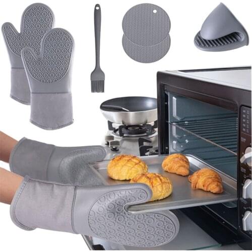 BBQ Gloves High Temperature Resistance Oven Mitts, 500 800 Degrees Fireproof Barbecue Heat Insulation Microwave Oven Gloves