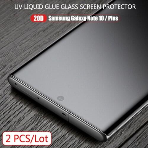 20D Tempered Glass Screen Film for Samsung Galaxy Note 10 UV Liquid Curved Full Glue Screen Protector for Samsung Note 10 Plus