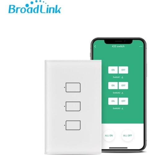BroadLink TC3 US 3gang WiFi Light Switch Touch Interruptor ON OFF Remote Control No Neutral Wire Alexa Google Home Support