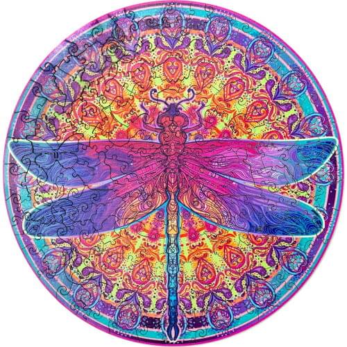 Rainbow Wooden Jigsaw Puzzle Dragonfly Animals Shape Butterfly Wooden Puzzle Games Adults Puzzle For Kids Educational Toy Gifts