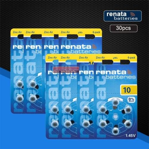 Renata 30pcs/5pack 1.45V Renata Maratone Plus Size ZA10 PR70 Zinc Air Battery
