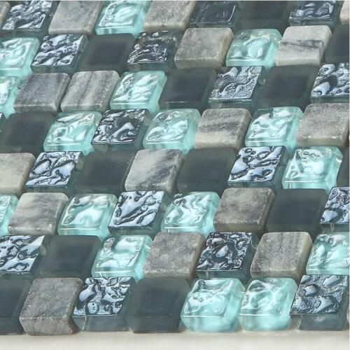 Luxury lake green plated wooden grey marble mosaic tile kitchen backsplash wall tile bathroom TV wall tile 3D