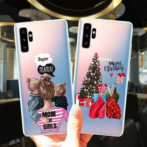 Merry Christmas Mama Girl Boy Baby Soft Silicone Phone Case Cover For Samsung NOTE 20 Ultra 5G 10 Pro Lite 9 J3 J5 J7 J4 J6 Plus