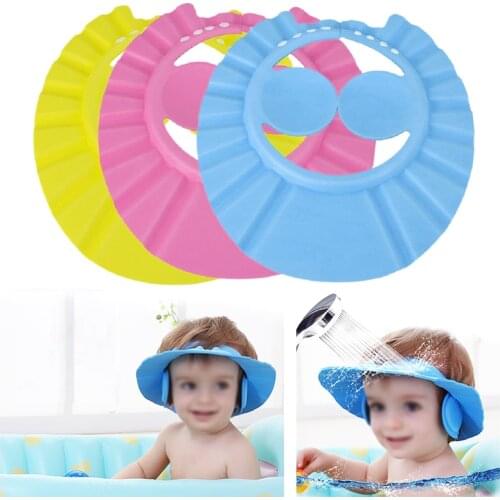 1Pcs Baby Shampoo Hats Waterproof Shower Wash Hair Shield Protector Earmuffs Friendly Soft Bath Adjustable Children Kids Cap NEW