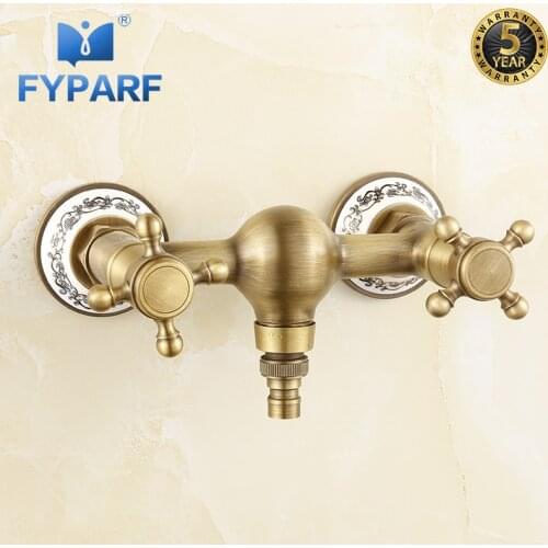 FYPARF Waterfall Wall Faucet Water Sink Outdoor Faucet Antique Washing Machine Faucet Vintage Style Faucet torneira de parede