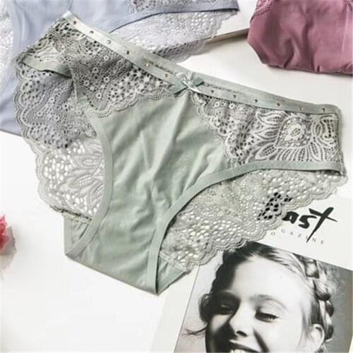 Ladies sexy lace rivet panties without traces, hollow briefs, comfortable and breathable briefs briefs A19274