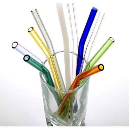 1pc High Borosilicate Glass Drinking Straw Practical Coffee Milk Tea Drinks Straw Colourful Eco-friendly Straw For Bar Accessory