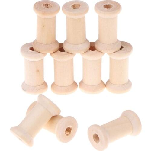 10Pcs Wooden Bobbins Spools Reels Vintage Style Organizer For Sewing Ribbons Twine Wood Crafts Tools Thread Wire Tools
