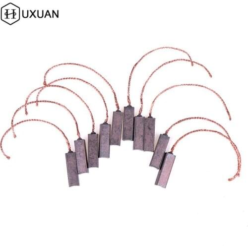 10Pcs Carbon Brushes Wire Leads Generator Generic Electric Motor Brush Replacement 4.5 x 6.5 x 20mm