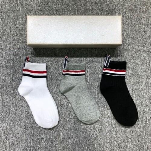2021 Fashion TB Brand Socks Men Women Cotton Striped No Show Casual Sports Crew Socks Ins 6 Pairs