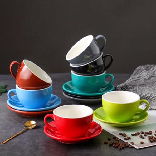 250ml European Style Espresso Cappuccino Flower Cups Latte Mug High-grade Ceramic Coffee Cups and Saucer