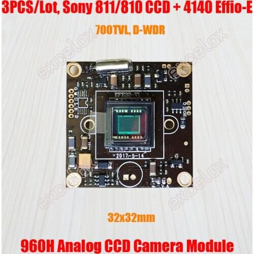 3PCS/Lot 32x32mm 700TVL 1/3" Sony 811 810 CCD Effio-E 4140 DSP 960H Analog CCTV Camera Module Board w/ OSD Control Video Cable