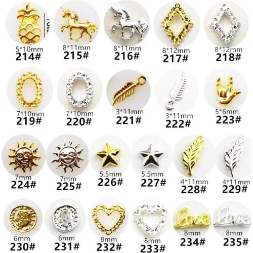 50pcs/pack Japan Korea 3D Nail Art Accessories Kawaii Unicorn Heart Nail Parts DIY Charm Alloy Nail Material Supplies