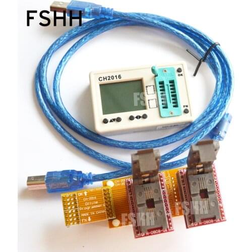 Offline programmers CH2016 SPI FLASH programmer+5X6mm QFN8+QFN8 test socket Production 1 drag 2 programmer