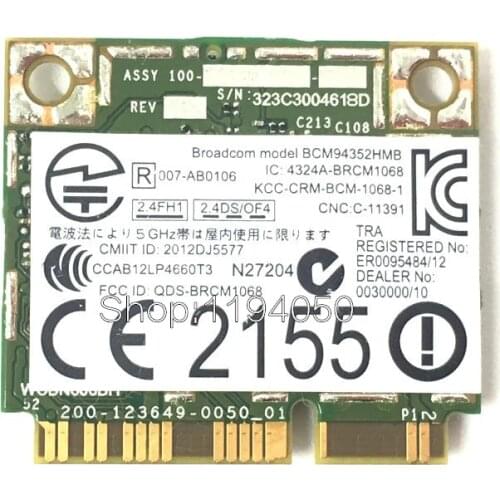 BCM94352HMB DW1550 BCM94352 802.11 / ac 867Mbps wifi semi-mini PCI-E wireless card with Bluetooth New