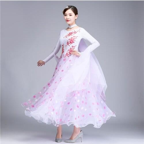 White dance dress for women ballroom dress wing dress ballroom dancing clothes standard dress fringe modern dance costumes