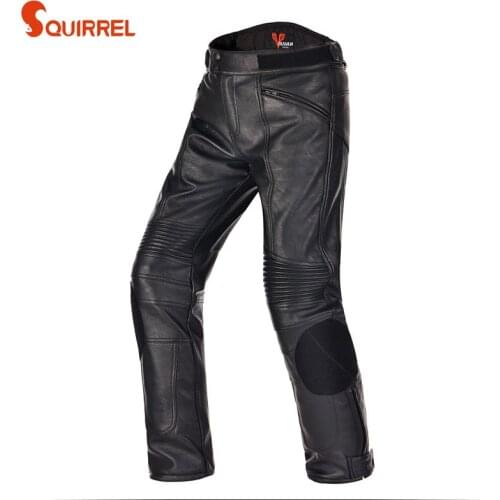 Motorcycle riding pants mens PU leather waterproof wear-resistant locomotive slim fit pants fall proof racing pants