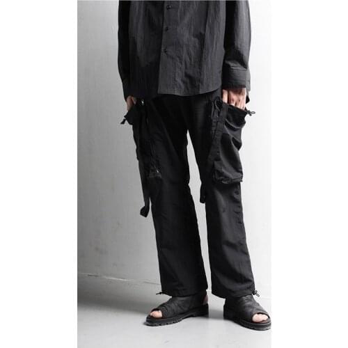 Mens legged trendy straight pants mens Korean trendy wide leg casual pants