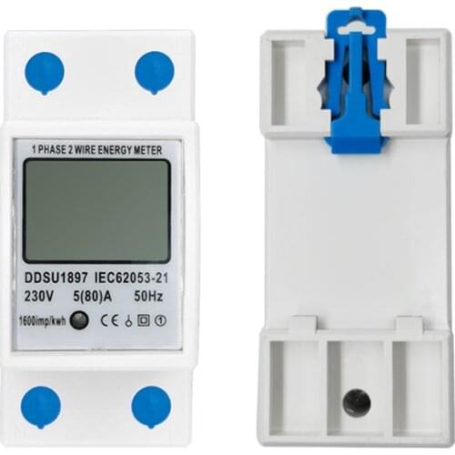 New 80A Din rail Single Phase Two Wire LCD Digital Display Power Consumption Energy Electric Meter kWh AC 220V 230V 50Hz/60Hz