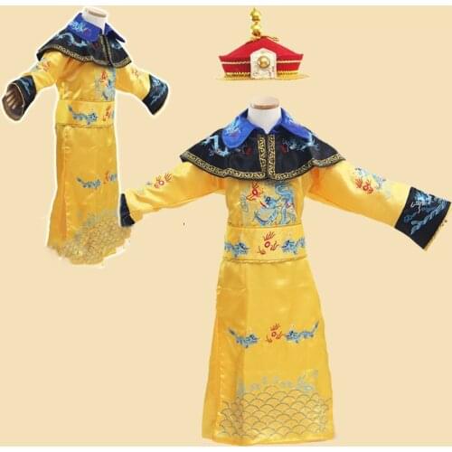 Little Emperor Qing Dynasty Emperor Costume for Boys Photography or Stage Performance Wear Little Prince Hanfu Costume