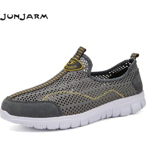 JUNJARM Summer Fashion Men Sneakers Comfortable Soft Casual Shoes Non-Slip Rubber Sole Loafers Lightweight Loafers Big Size38-45