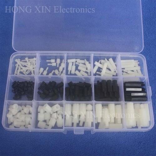 360pcs/lot nylon standoff kit Male to Female And Female-Female Spacer M2 M3 M4 White/Black Nylon Standoff Spacer Plastic kit