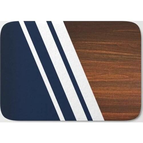 HOT Bathroom Rugs Wooden Navy Bath Mat Flannel Absorbent Non Slip Doormat for Entrance Door Bathroom Mat Set