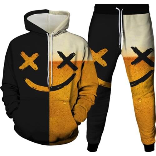 Men Loose 3D Tracksuit Suit Funny Smiley XX Pattern Printed Clothes Women Hip-Hop Hoodies Trousers 2Pcs Sets Plus Size S-6XL