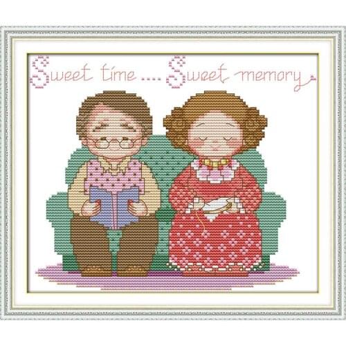 Live Together Till Old And Grey Couples Home Decor Chinese Printing Cross-stitch Embroidery Knit Suit Printed on Canvas DIY 14CT