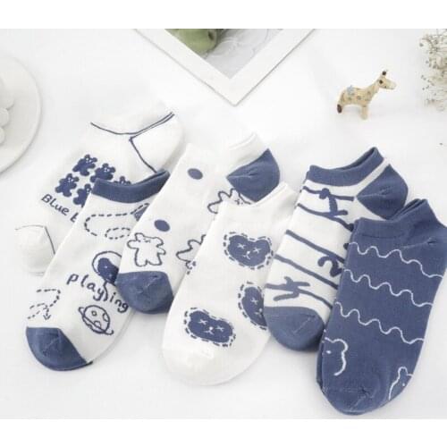 Cartoon Women Socks Bear Cotton Sock Lovely Ladies Colorful Unisex Ankle Casual Soft Sox Girls Spring Summer Trendy Skarpetki