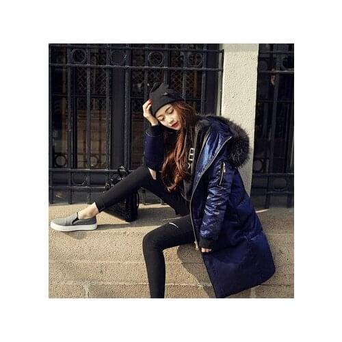 New Fashion 2020 European WinterWomen Wadded Jackets With Natural Raccoon Fur Long Thick Hooded Overcoat Hot Sale LX825