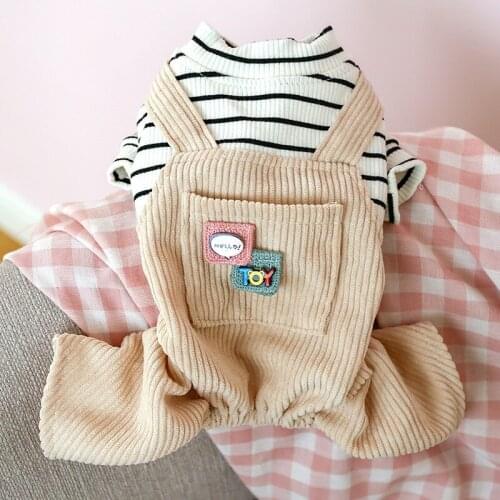 New Pet Clothes Autumn and Winter Dog Clothes Teddy Four-legged Striped Rompers Jumpsuit for Dogs Dog Costumes Puppy Clothes