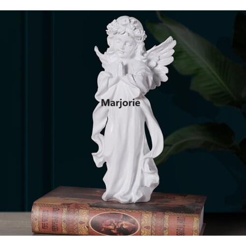 2021 New European Style Angel Girl Wings Art Sculpture Resin TV Cabinet Character Statue Crafts Small Ornaments Home Decoration