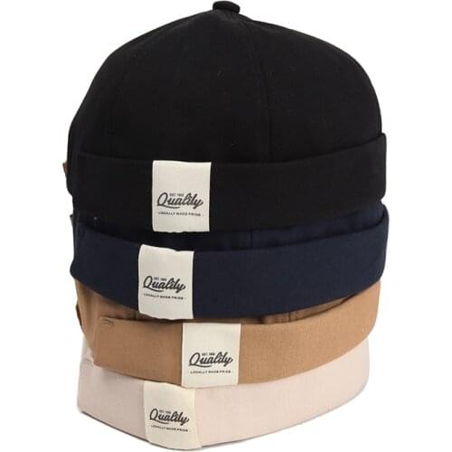 2021 New Women Men Brimless Beanies Hat Caps Adjustable Cotton Letter Print Melon Cap For Male Female